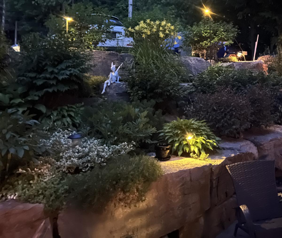 Armour-stone garden with landscape lighting — Chemong Lake
