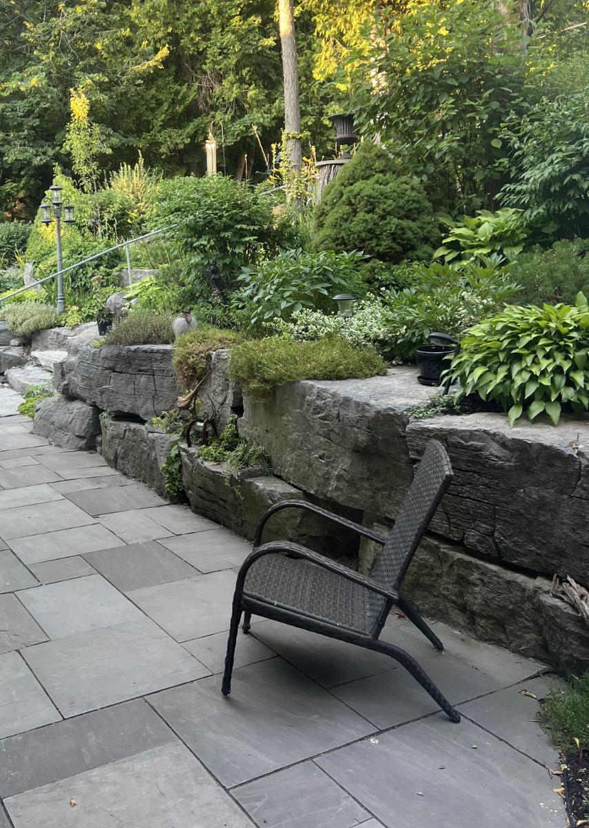 Armour-stone cascade & paver patio — Chemong Lake