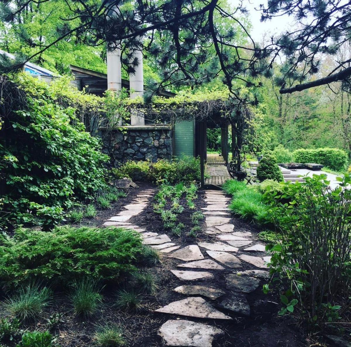 Flagstone path through gardens — Peterborough
