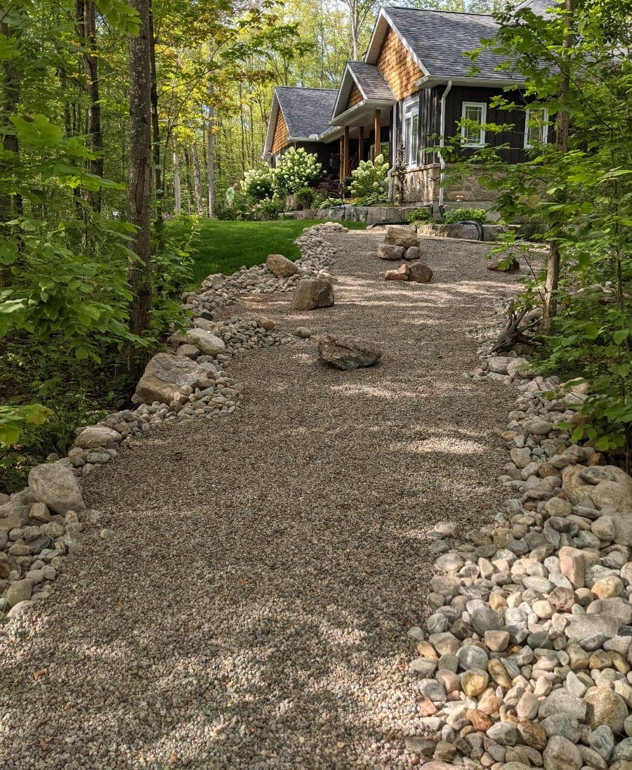 River-rock & gravel path — Kawarthas