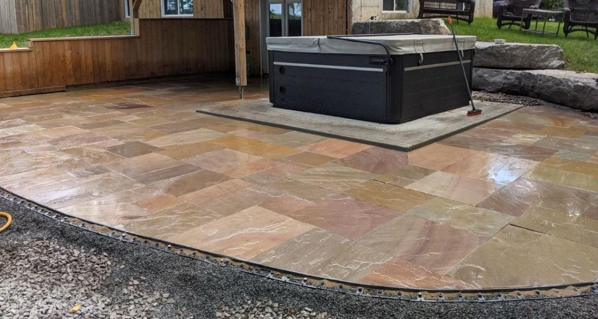 Paver hot-tub pad & patio — Peterborough