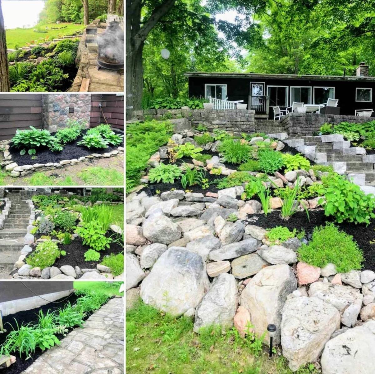 River-rock garden & stone steps — Buckhorn
