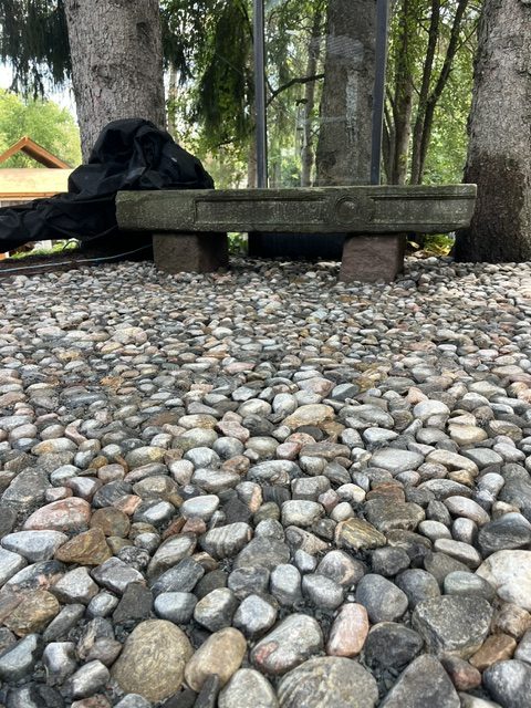 River-rock path & stone bench — Peterborough